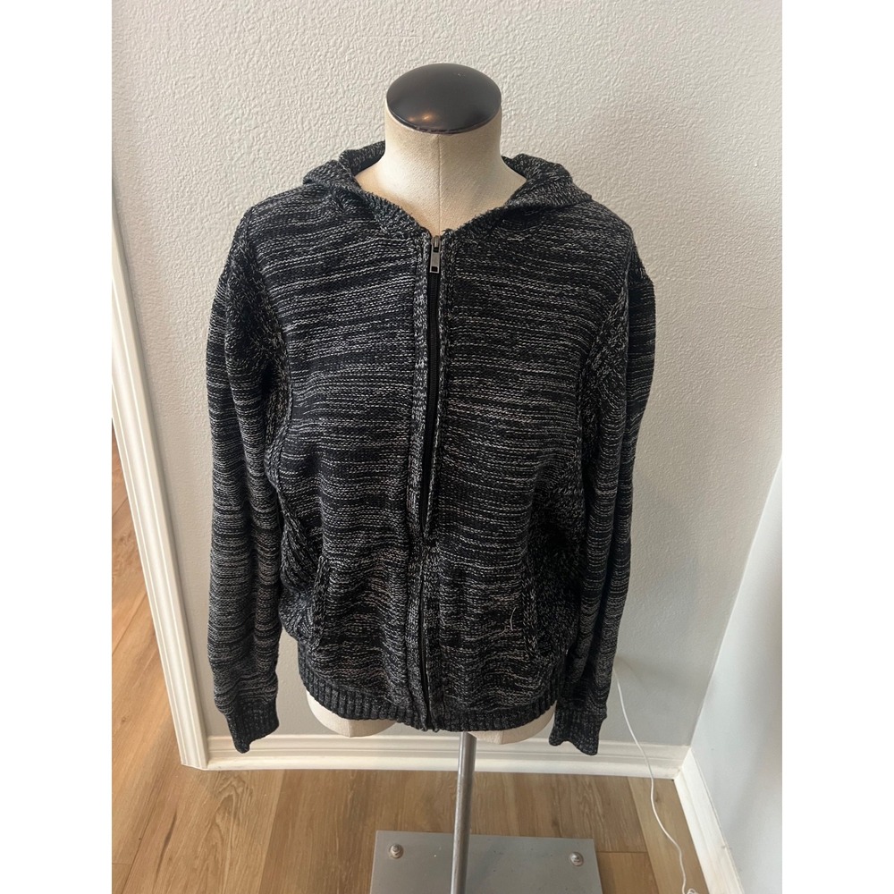 Truth Substance Common Sense Hoodie Sweater Jacket Full Zip Black Gray L